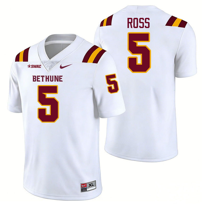 Bethune-Cookman Wildcats #5 Javon Ross College Football Jerseys,Uniforms-White